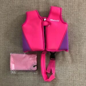 Kids Swim Vest Floatation Vest Kids Size Small Pink with Storage Bag